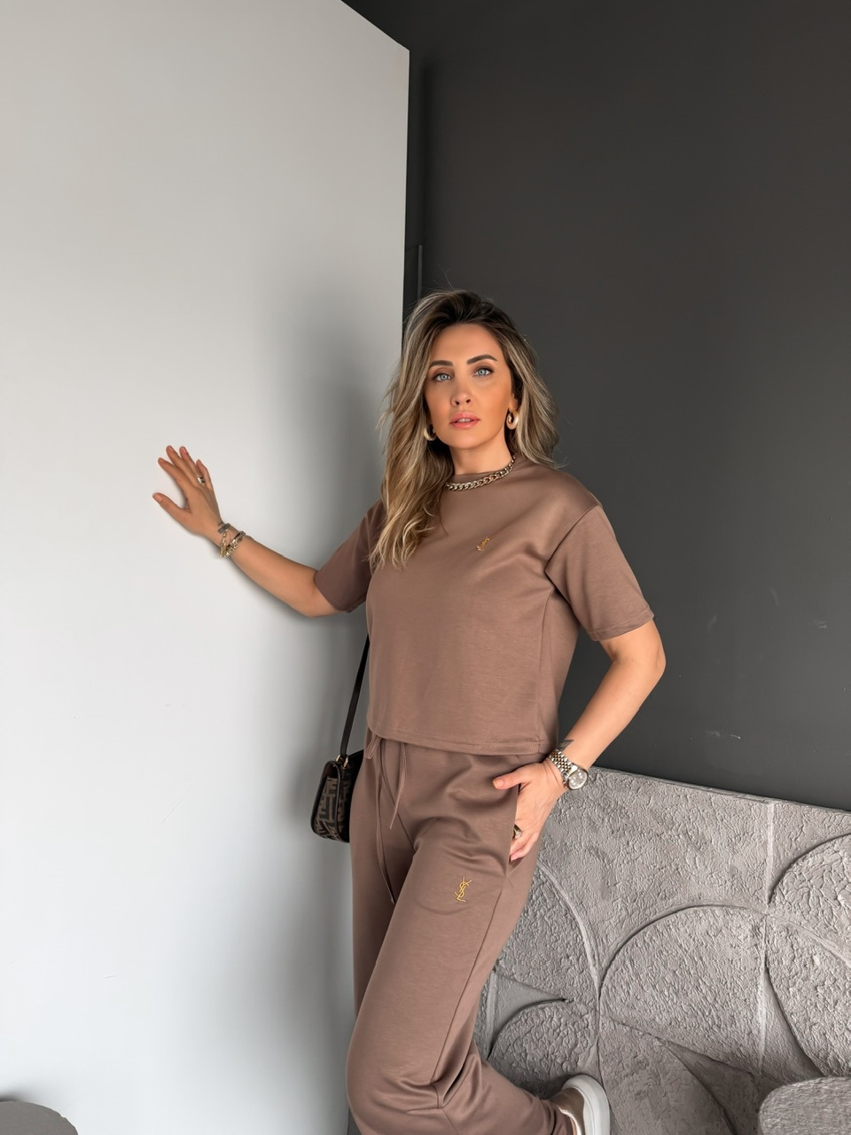 Camel Marka Nakışlı Modal Takım