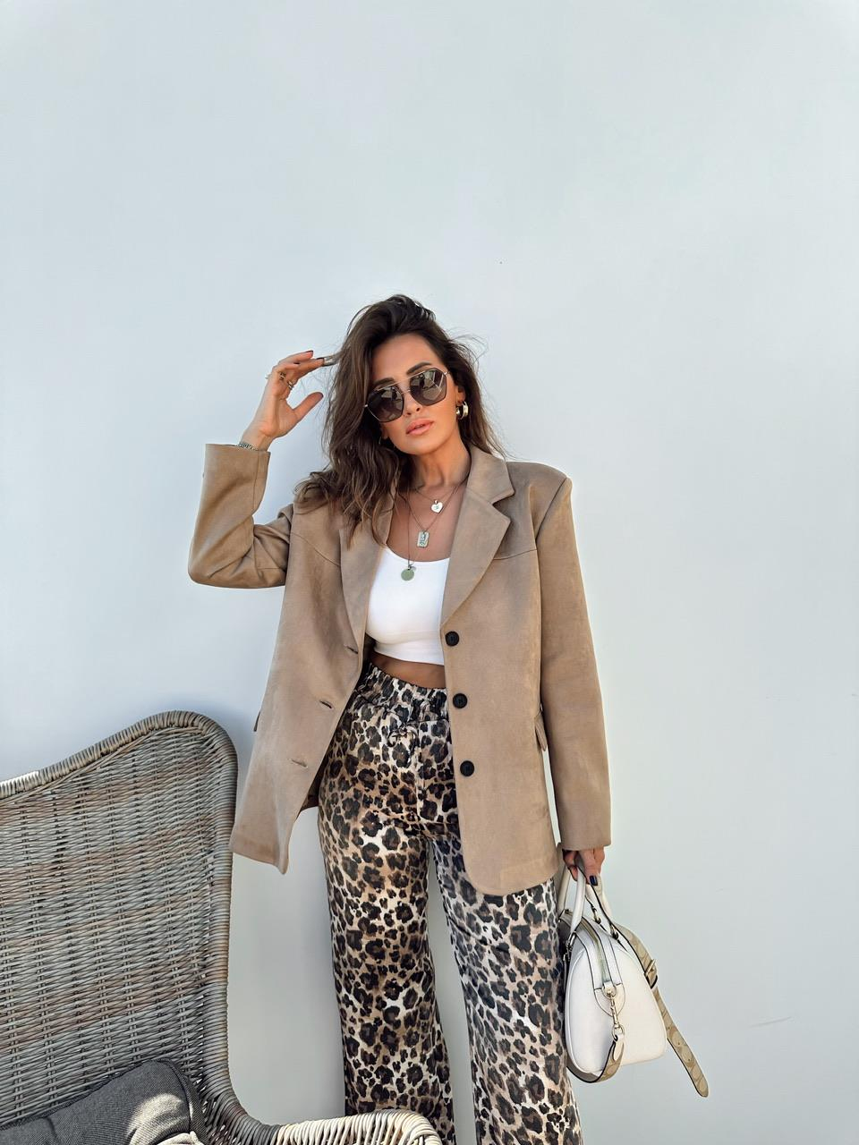 Camel Süet Blazer Ceket
