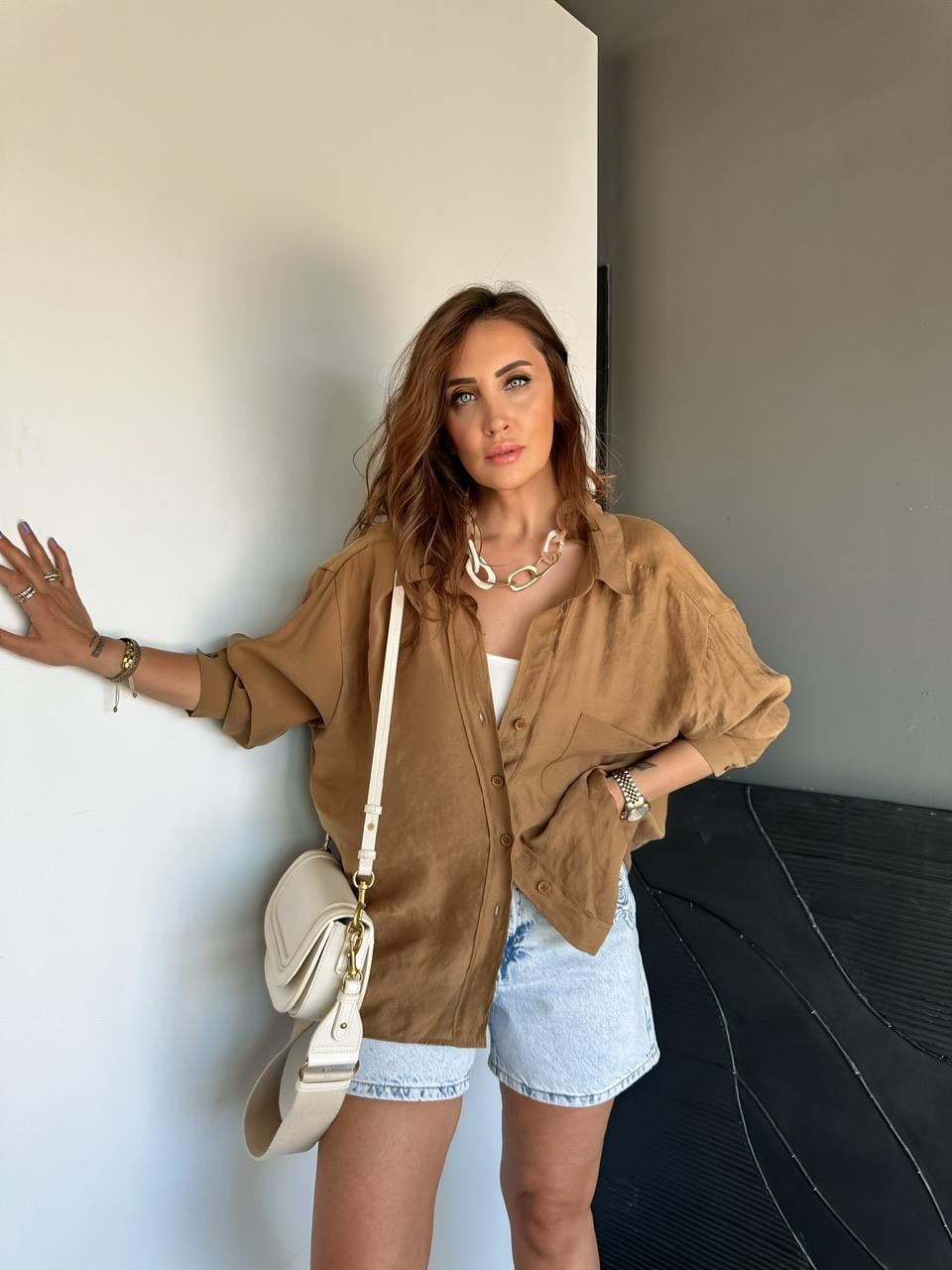 Camel Tek Cepli Salaş Soft Gömlek