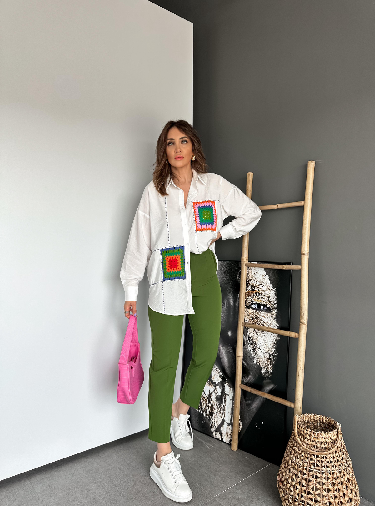 Çimen Yeşili Filetolu Pantolon