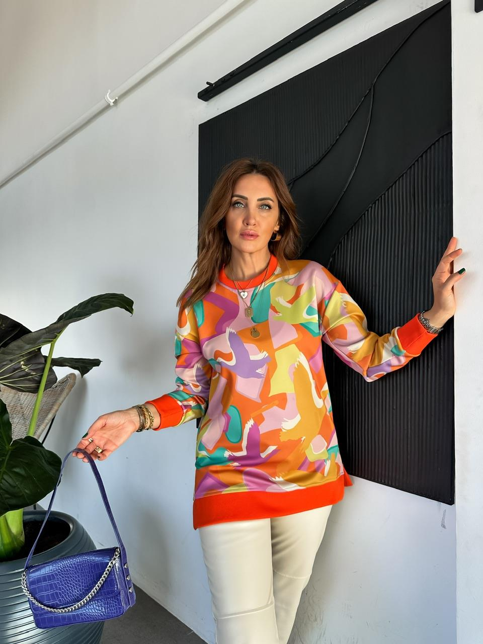 Çok Renkli Scuba Sweatshirt 