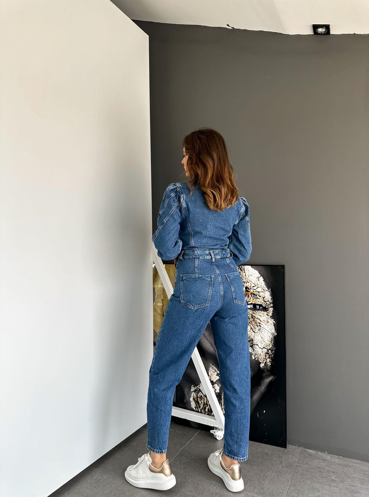 Dikiş Ve Düğme Detaylı Denim Tulum