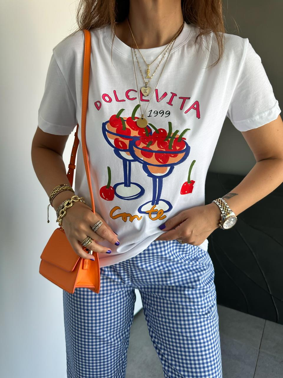Dolce Vıta Kirazlı Tshirt