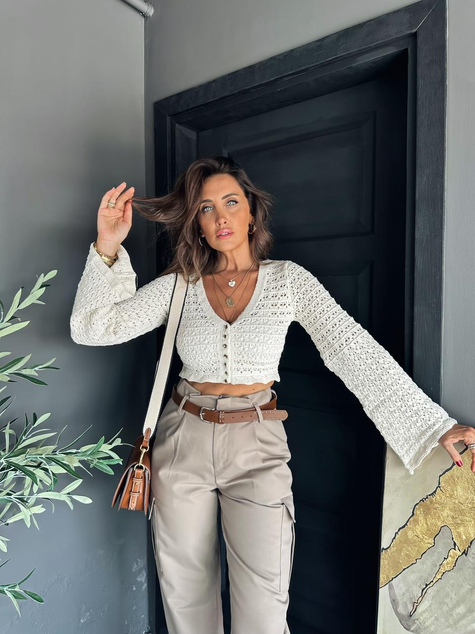 Ekru Crochet Orijinal Hırka