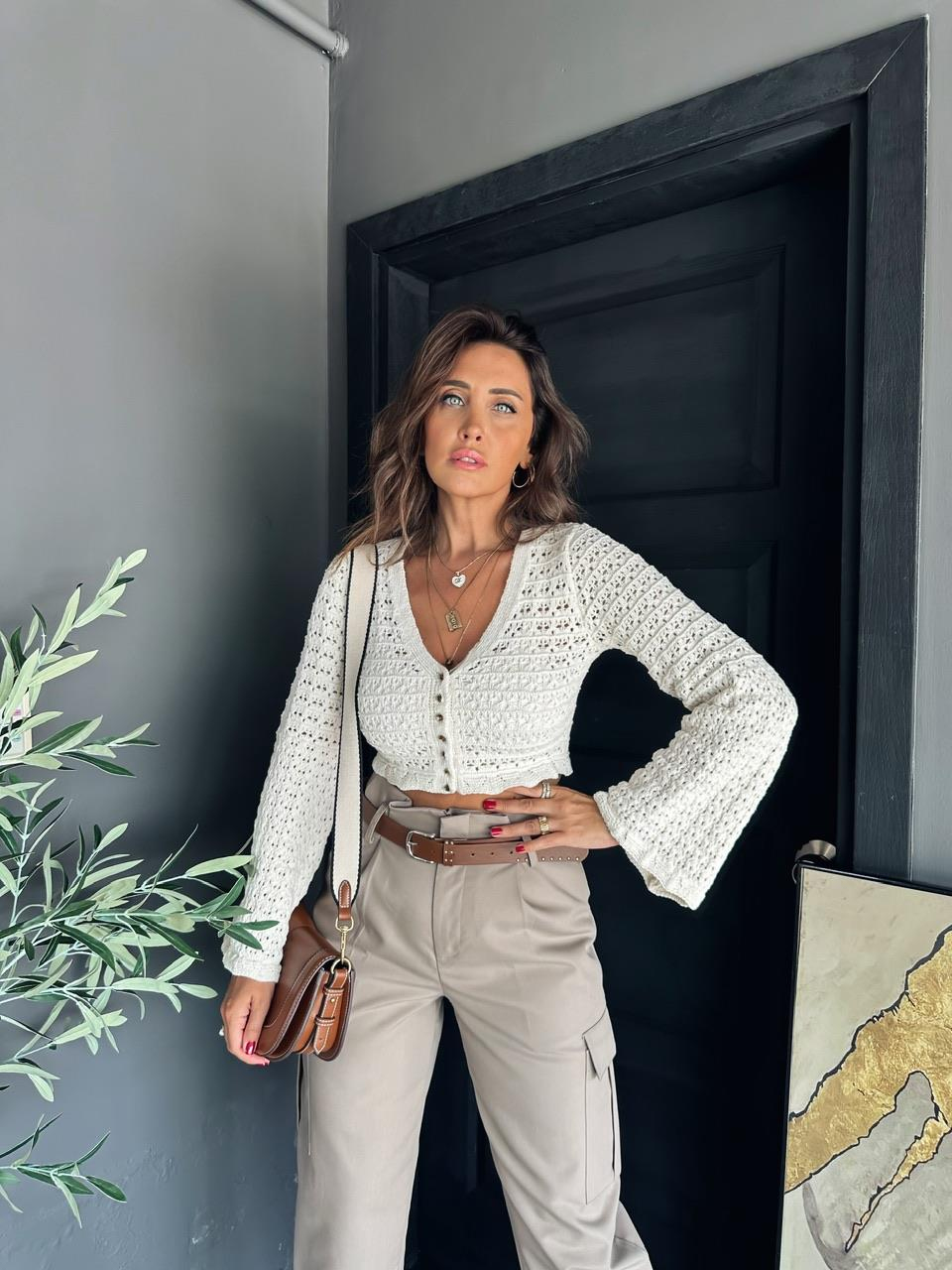 Ekru Crochet Orijinal Hırka