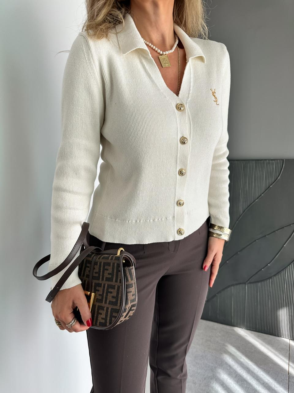 Ekru Nakışlı Marka Model Hırka