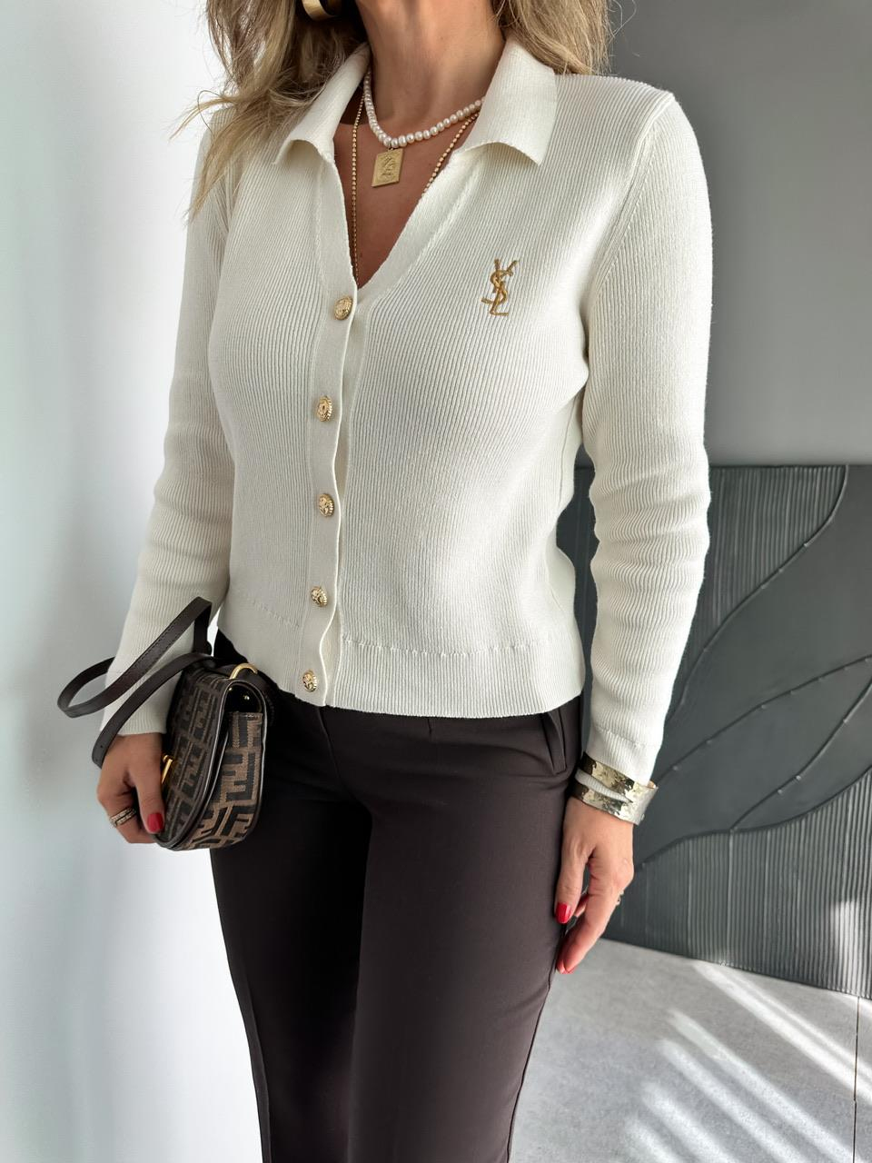 Ekru Nakışlı Marka Model Hırka