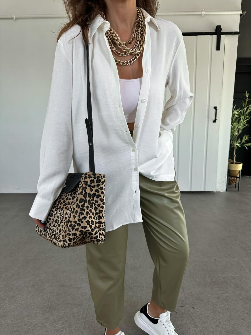 Ekru Oversize Cotton Gömlek