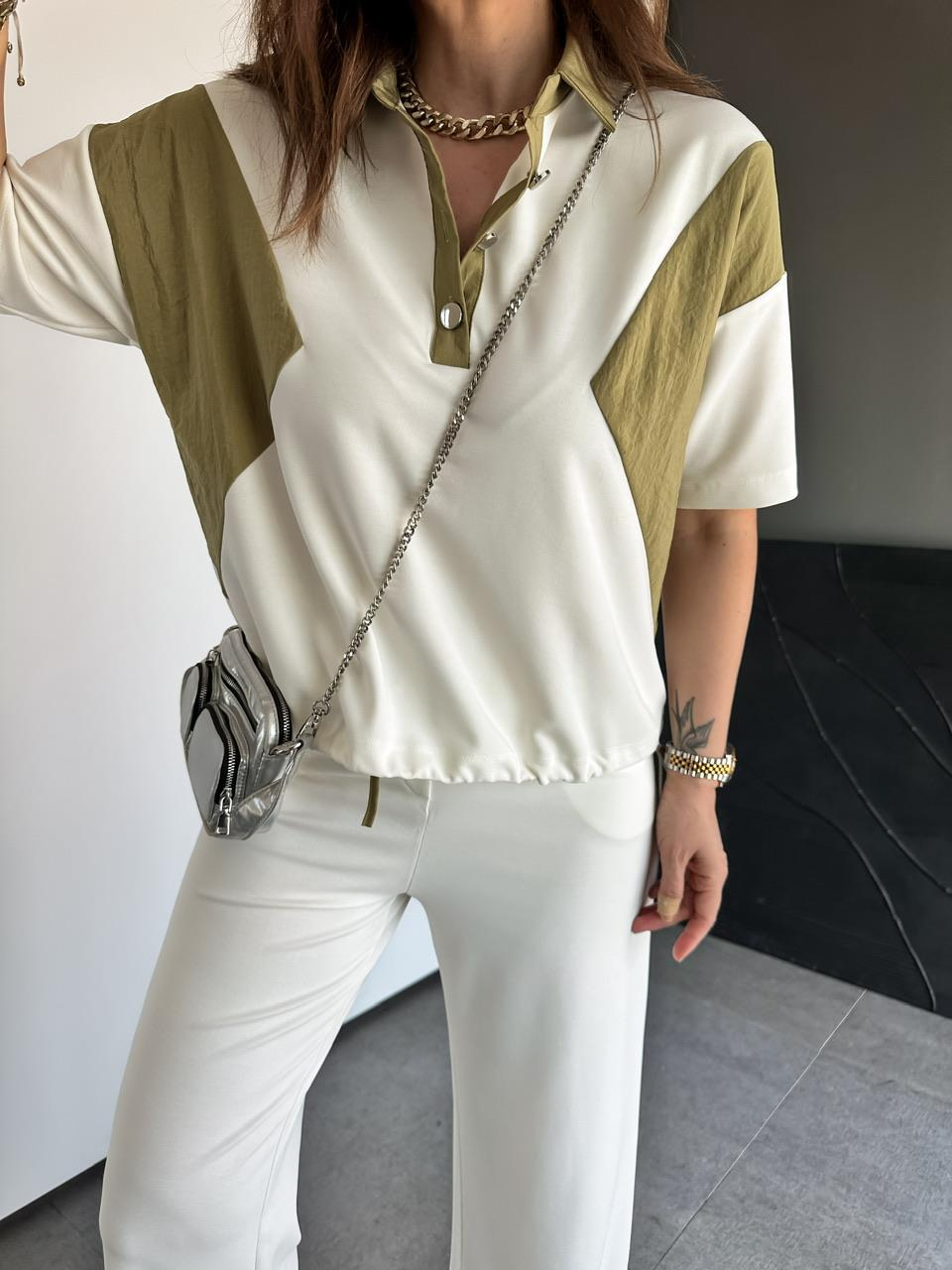 Ekru Polo Yaka Garnili Takım