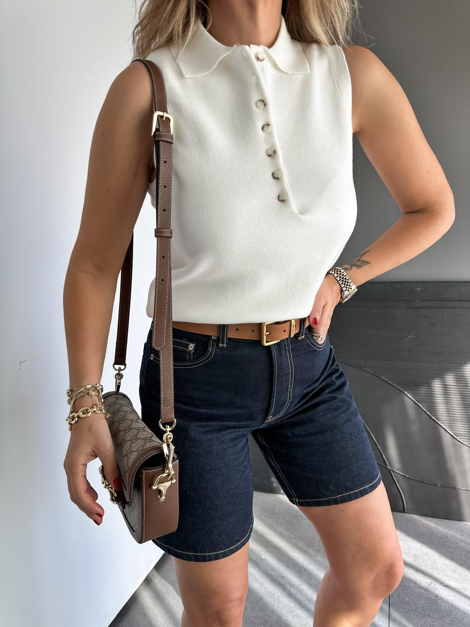 Ekru Polo Yaka Marka Model Süveter