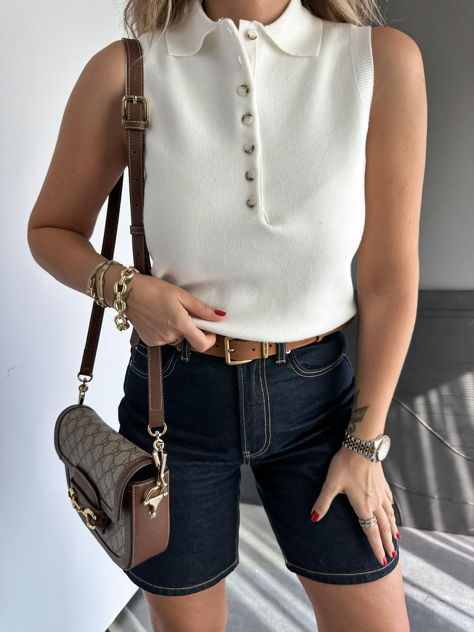 Ekru Polo Yaka Marka Model Süveter