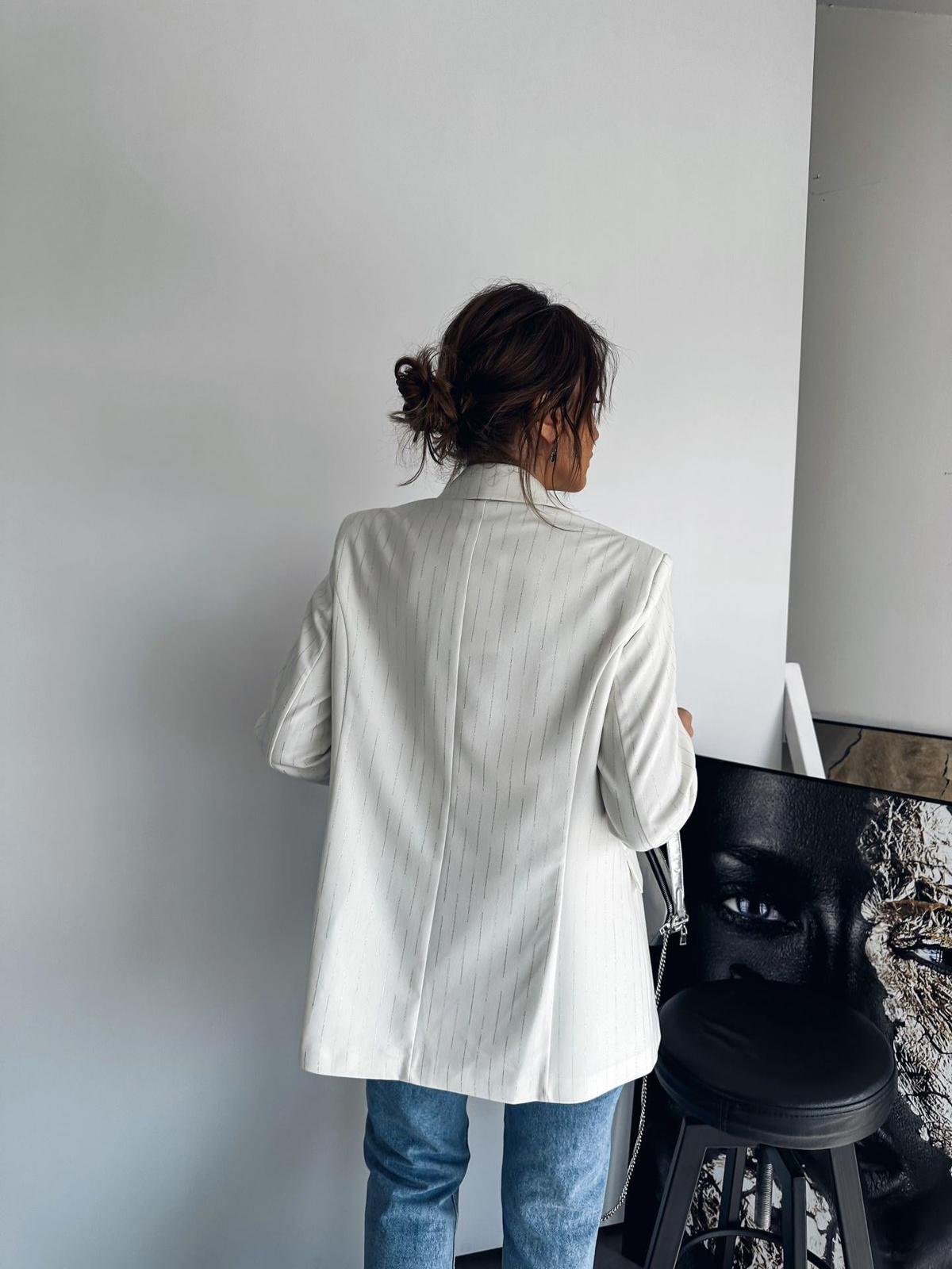 Ekru Sim Detaylı Blazer Ceket