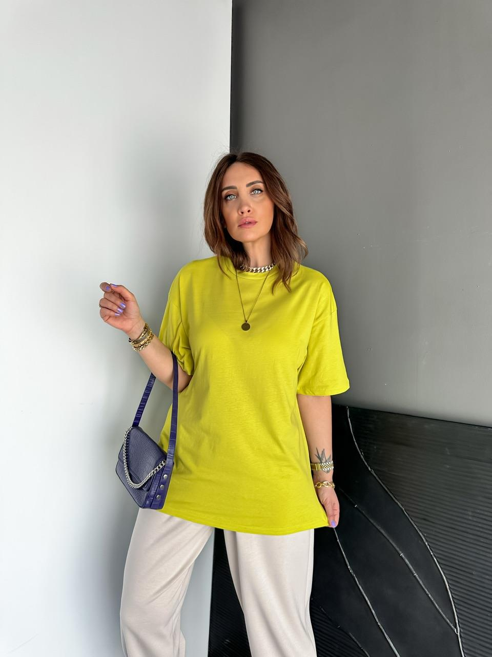 Fıstık Yeşili Uzun Basic Cotton Tshirt