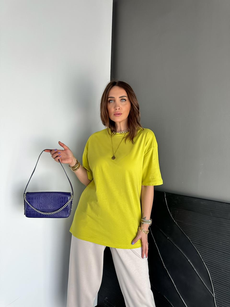 Fıstık Yeşili Uzun Basic Cotton Tshirt