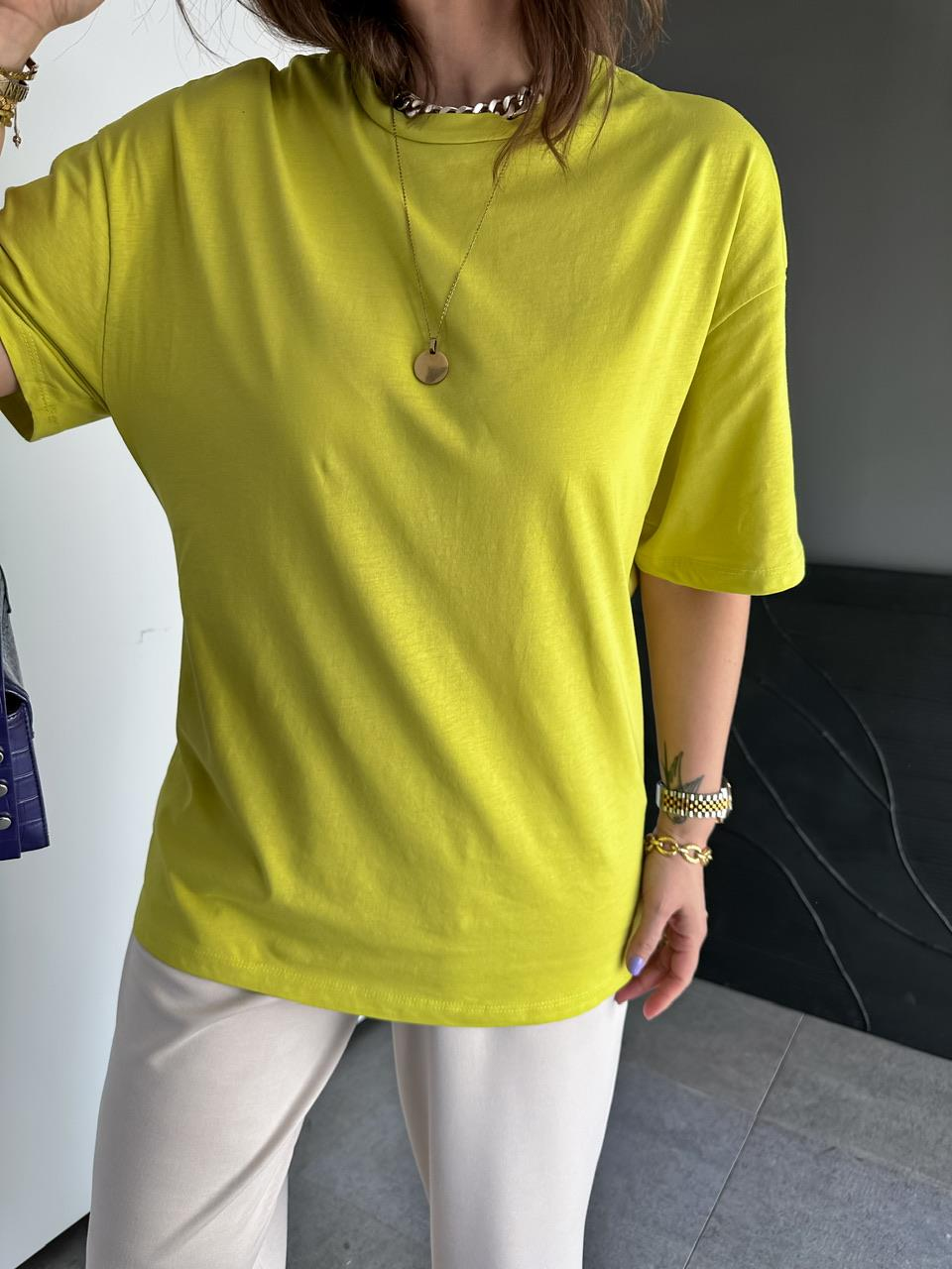Fıstık Yeşili Uzun Basic Cotton Tshirt