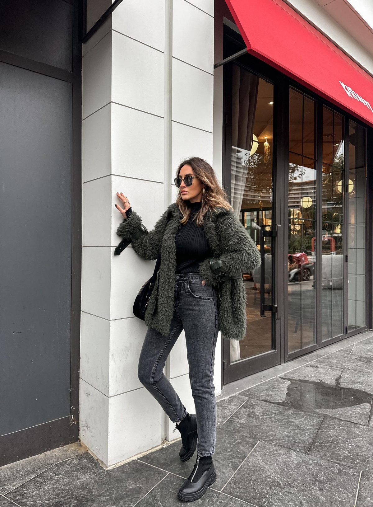 Füme Bel Detaylı Dar Paça Jean