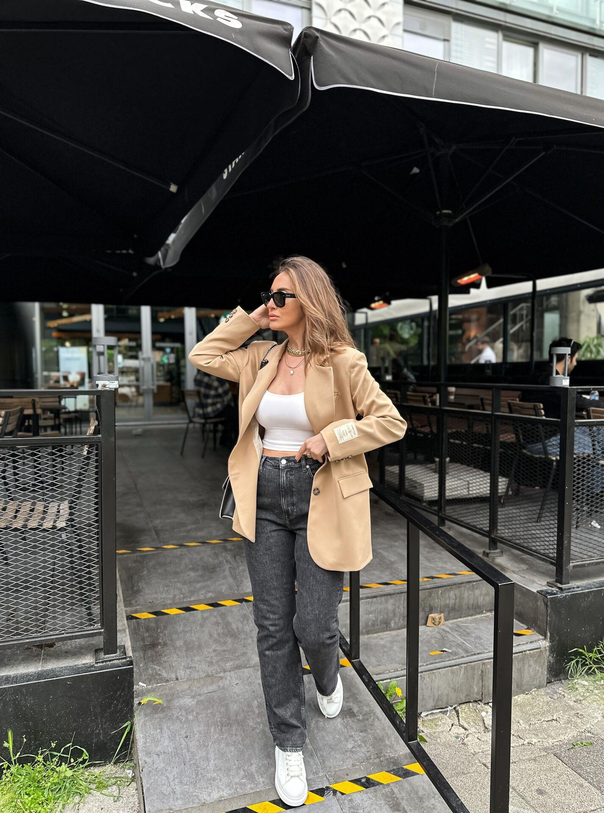 Füme Yüksek Bel Düz Paça Jean