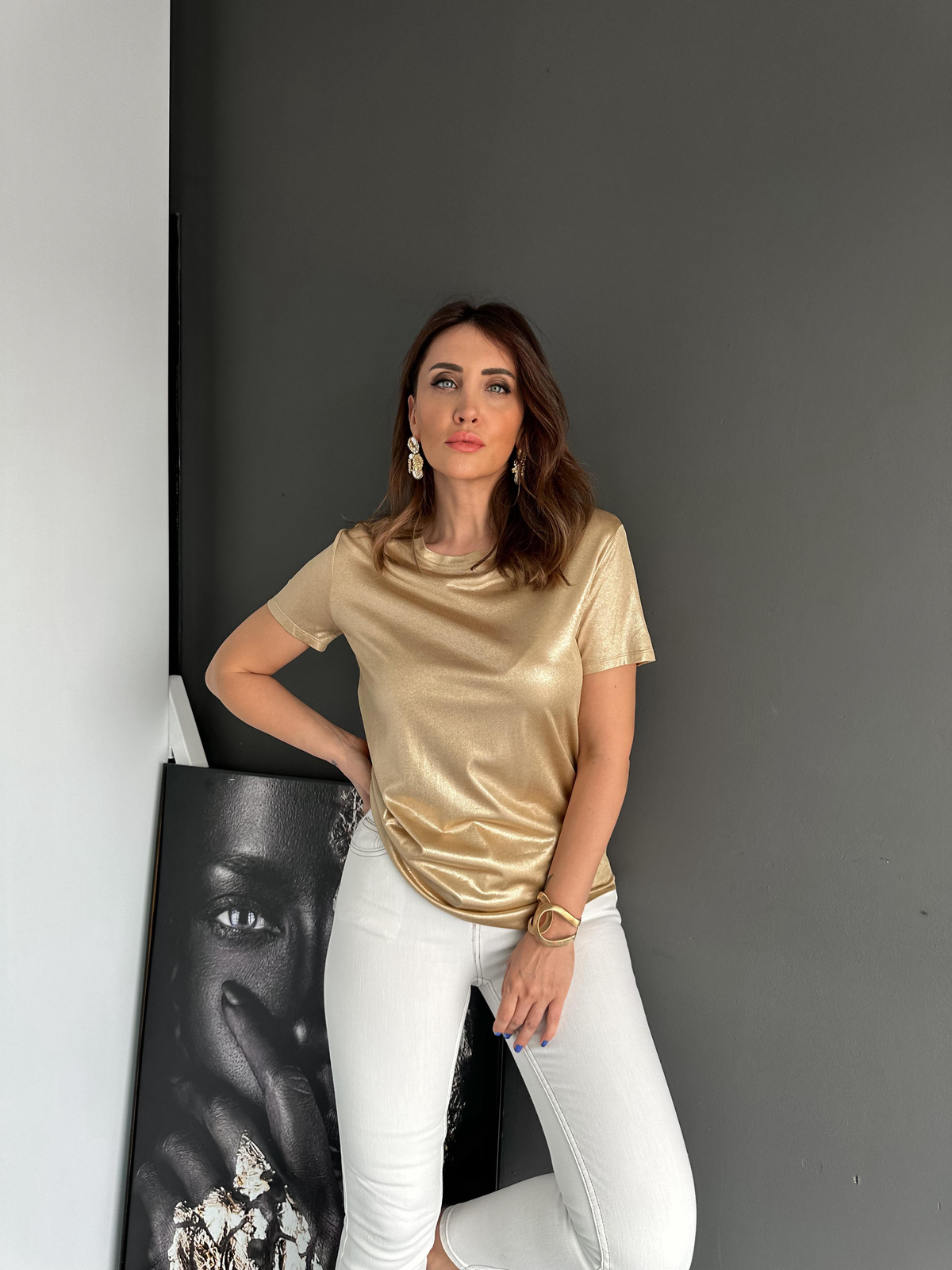 Gold Bisiklet Yaka Premium Tshirt