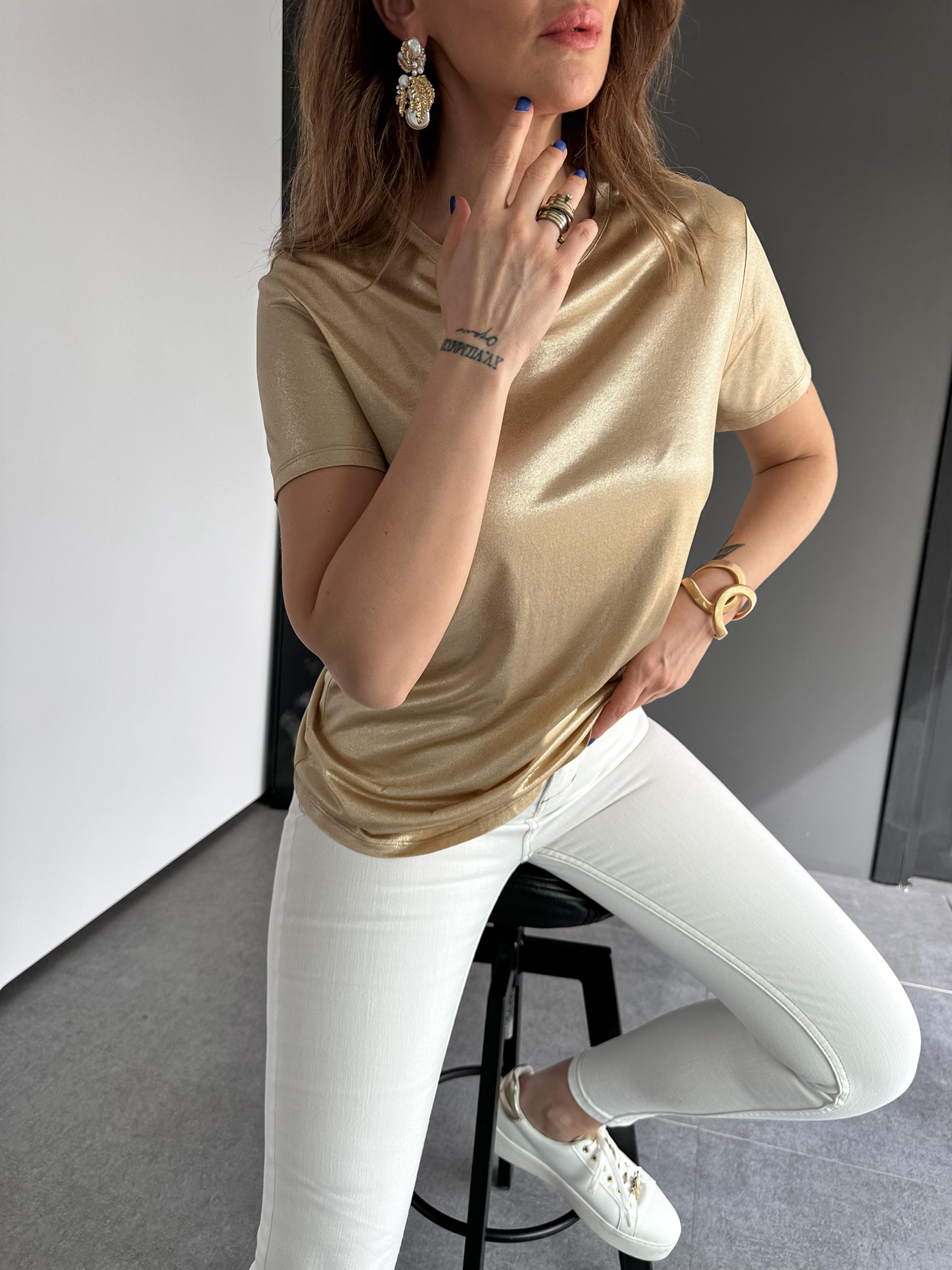 Gold Bisiklet Yaka Premium Tshirt