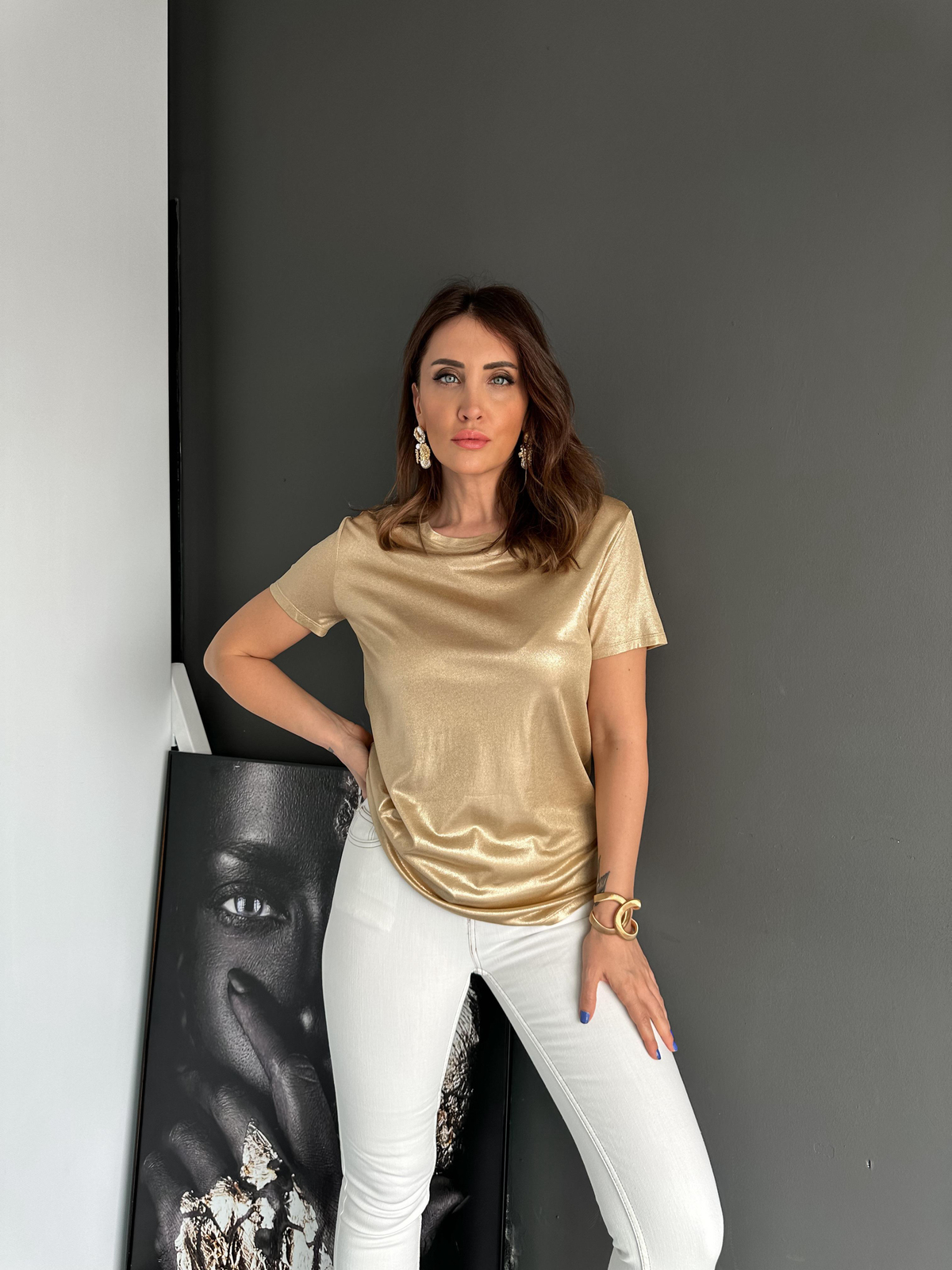 Gold Bisiklet Yaka Premium Tshirt