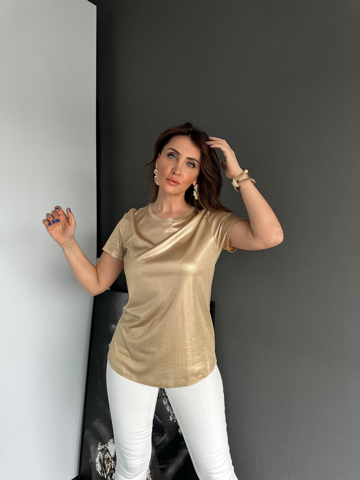 Gold Bisiklet Yaka Premium Tshirt