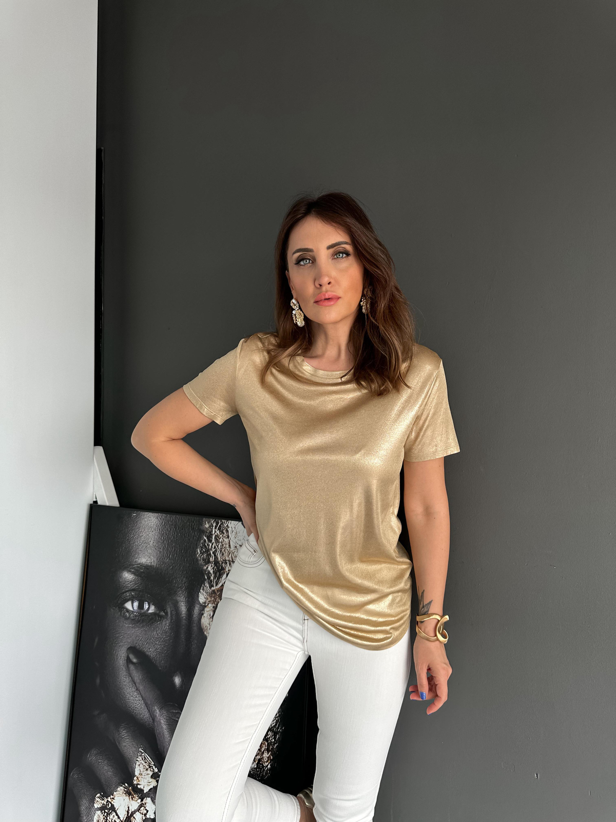 Gold Bisiklet Yaka Premium Tshirt