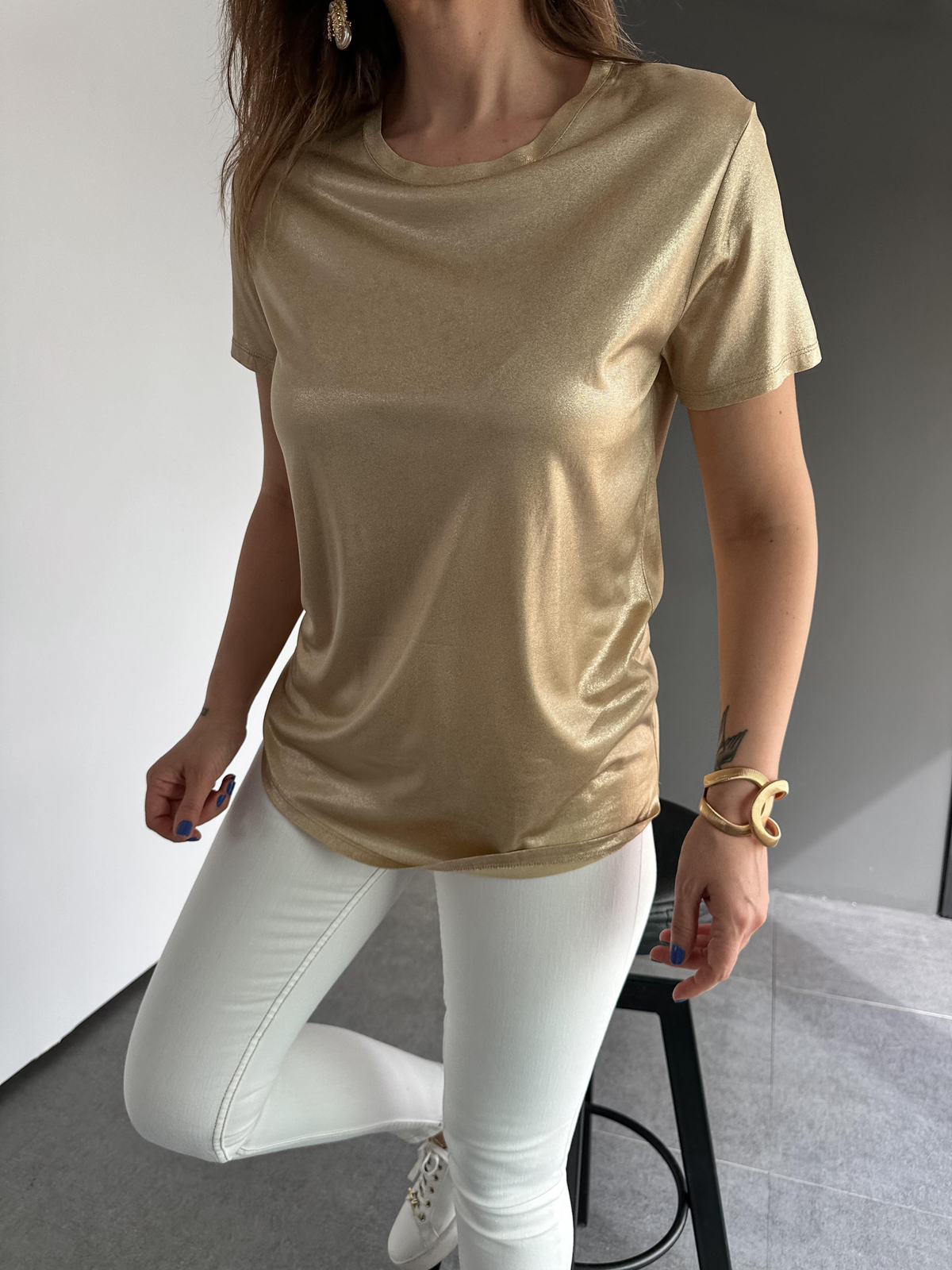 Gold Bisiklet Yaka Premium Tshirt