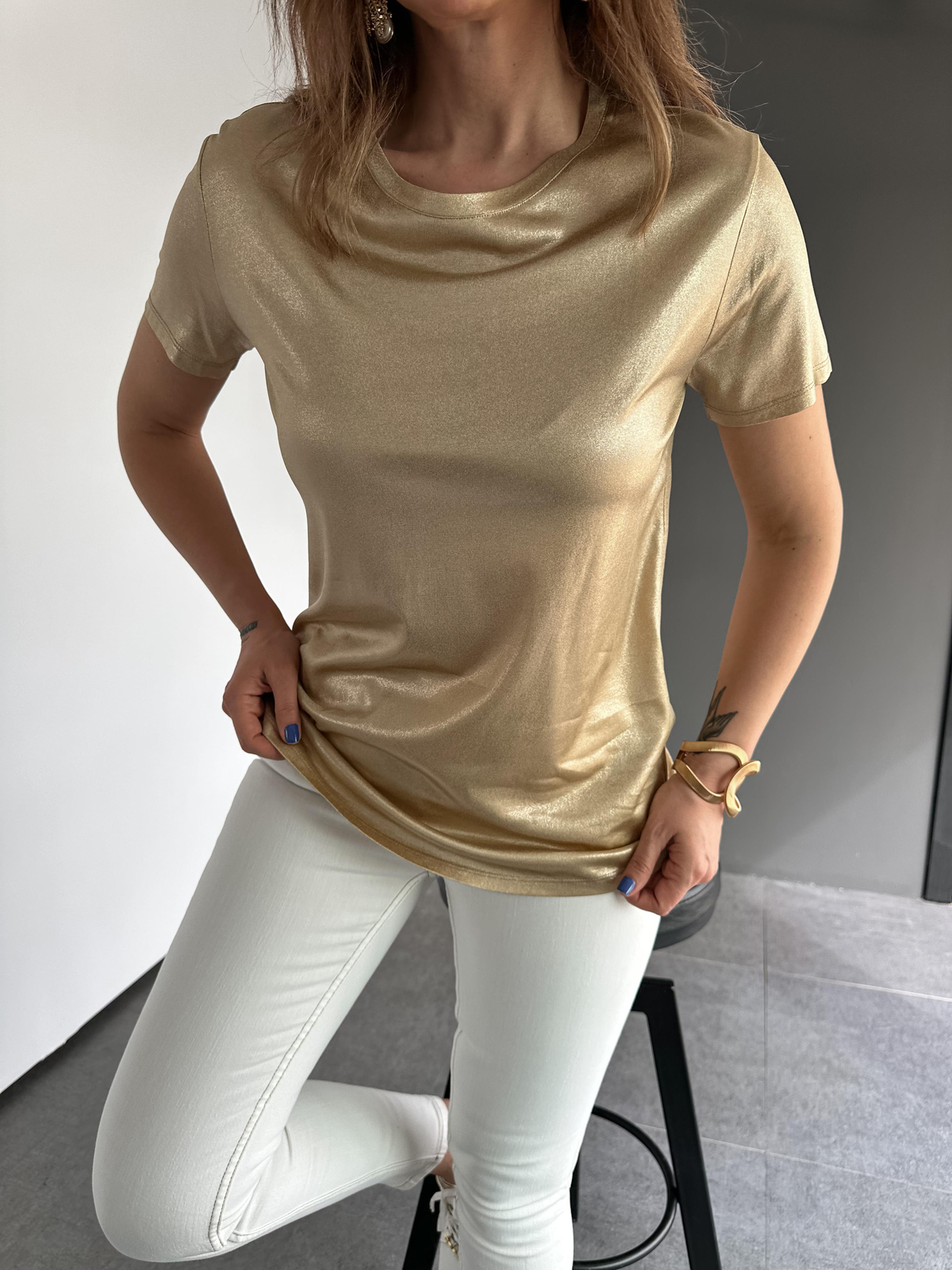 Gold Bisiklet Yaka Premium Tshirt