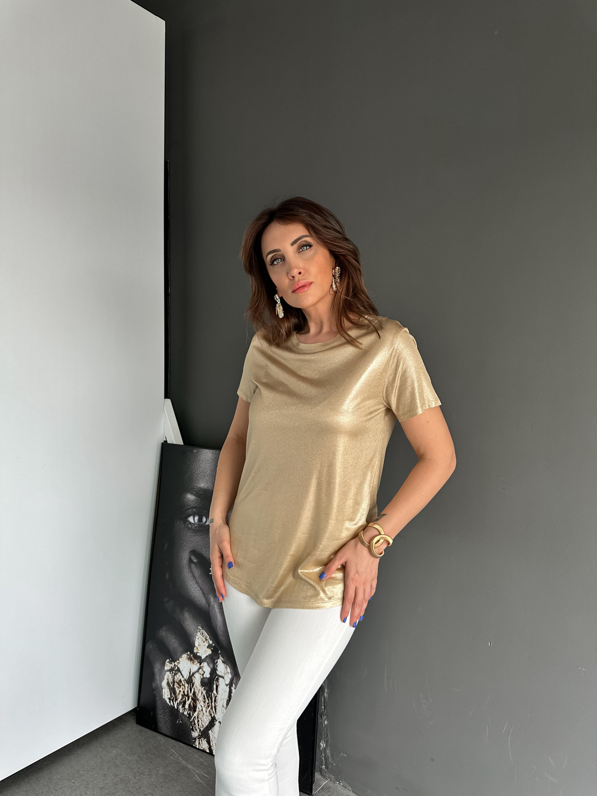 Gold Bisiklet Yaka Premium Tshirt