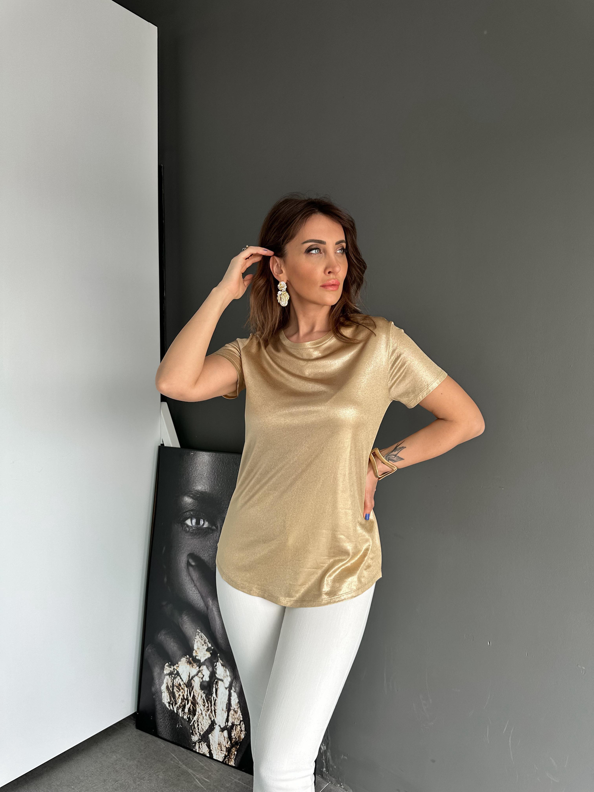Gold Bisiklet Yaka Premium Tshirt