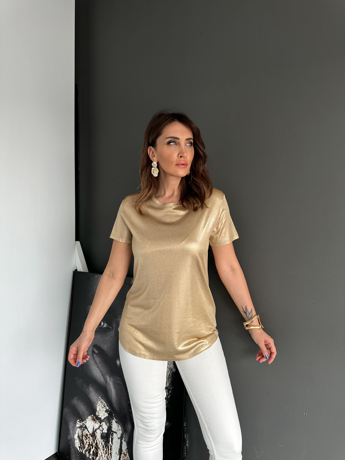 Gold Bisiklet Yaka Premium Tshirt
