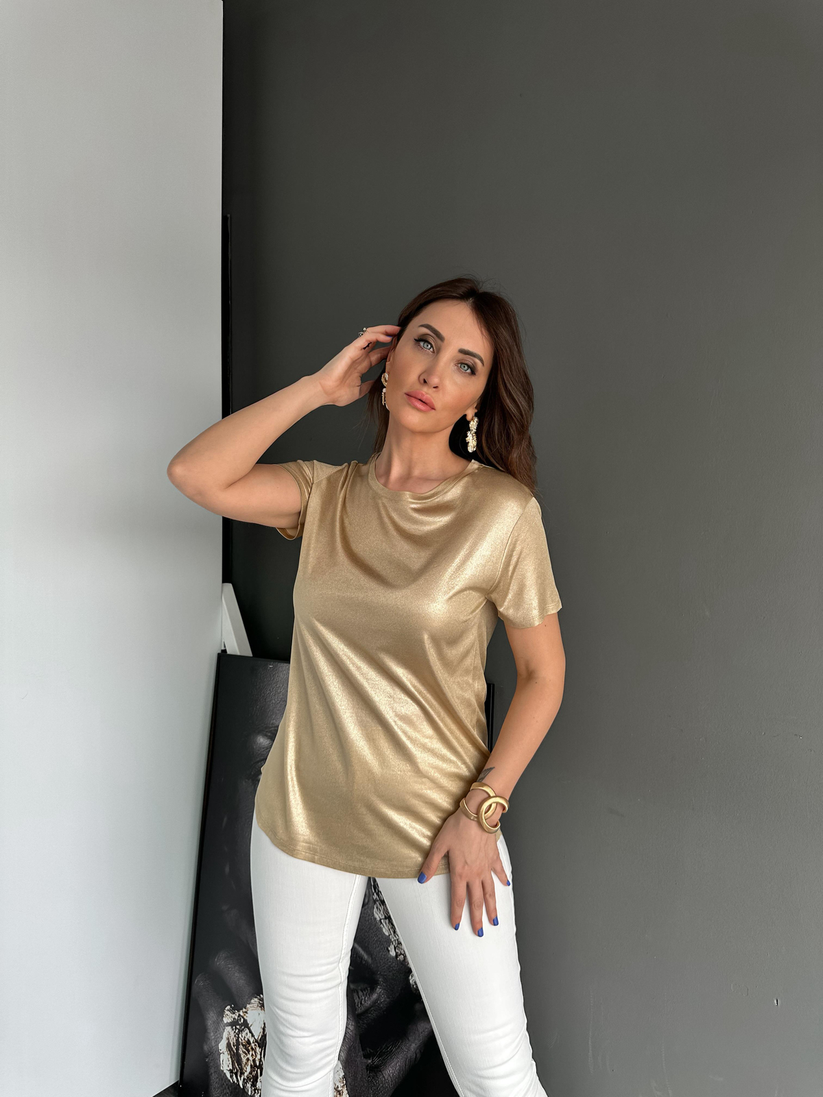 Gold Bisiklet Yaka Premium Tshirt