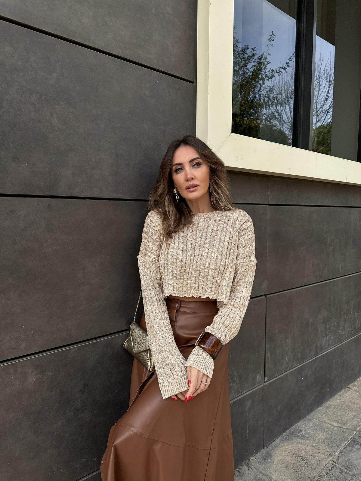 Gold Saç Örgülü Kısa Kazak