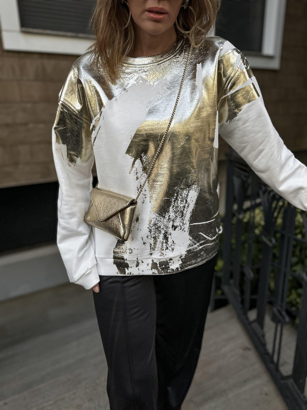 Gold Varak Baskılı Sweatshirt