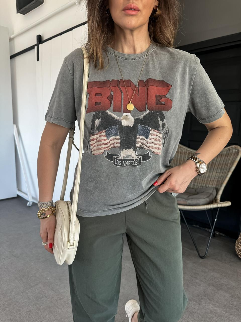 Gri Anne Bing Yıkamalı Tshirt