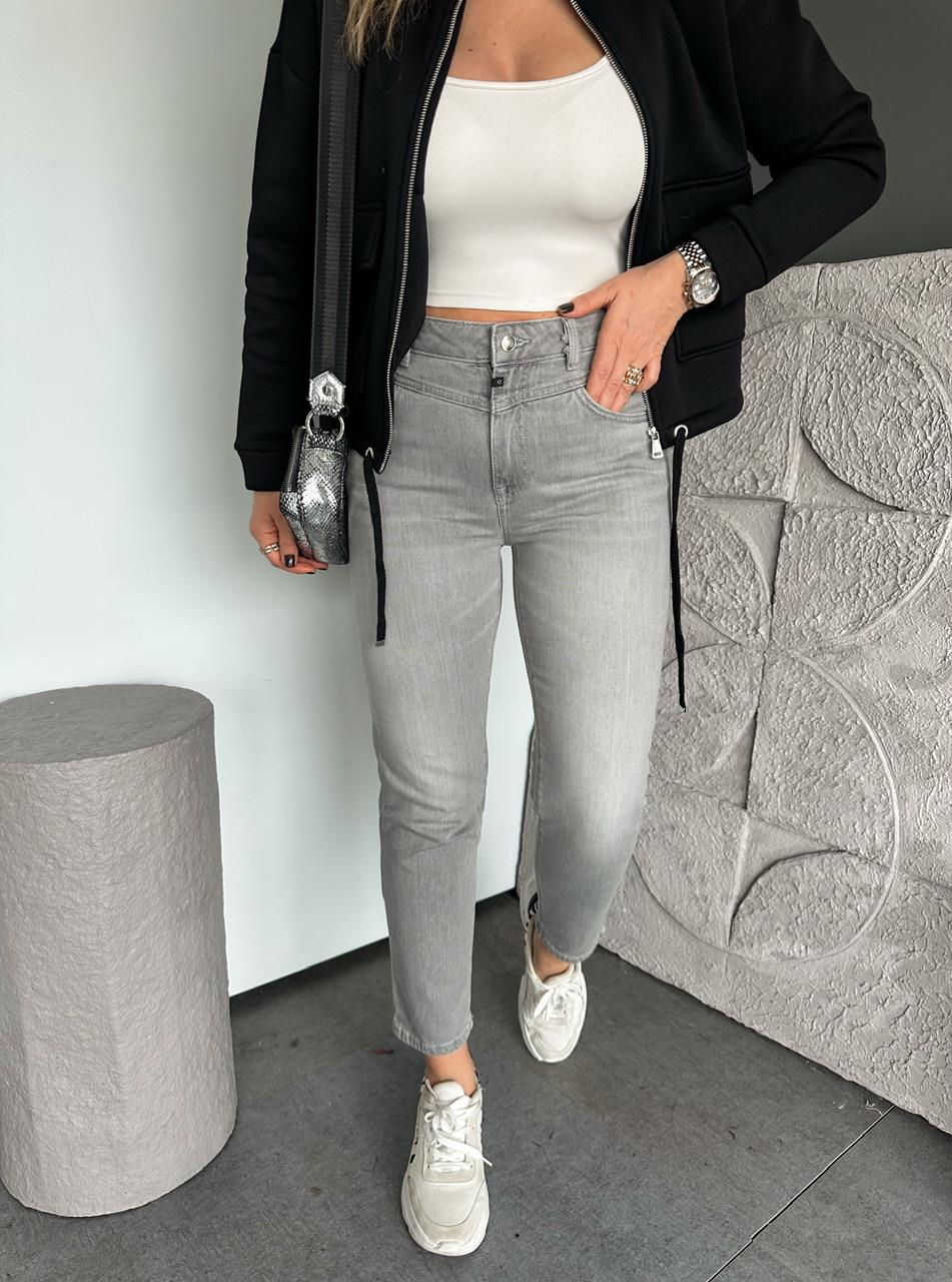 Gri Beli Dikişli Orijinal Slimfit Jean
