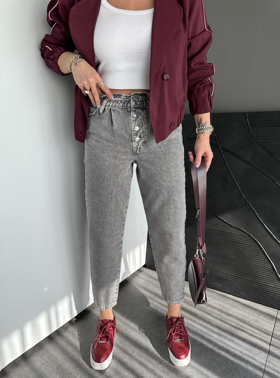 Gri Beli Düğmeli Orijinal Jean