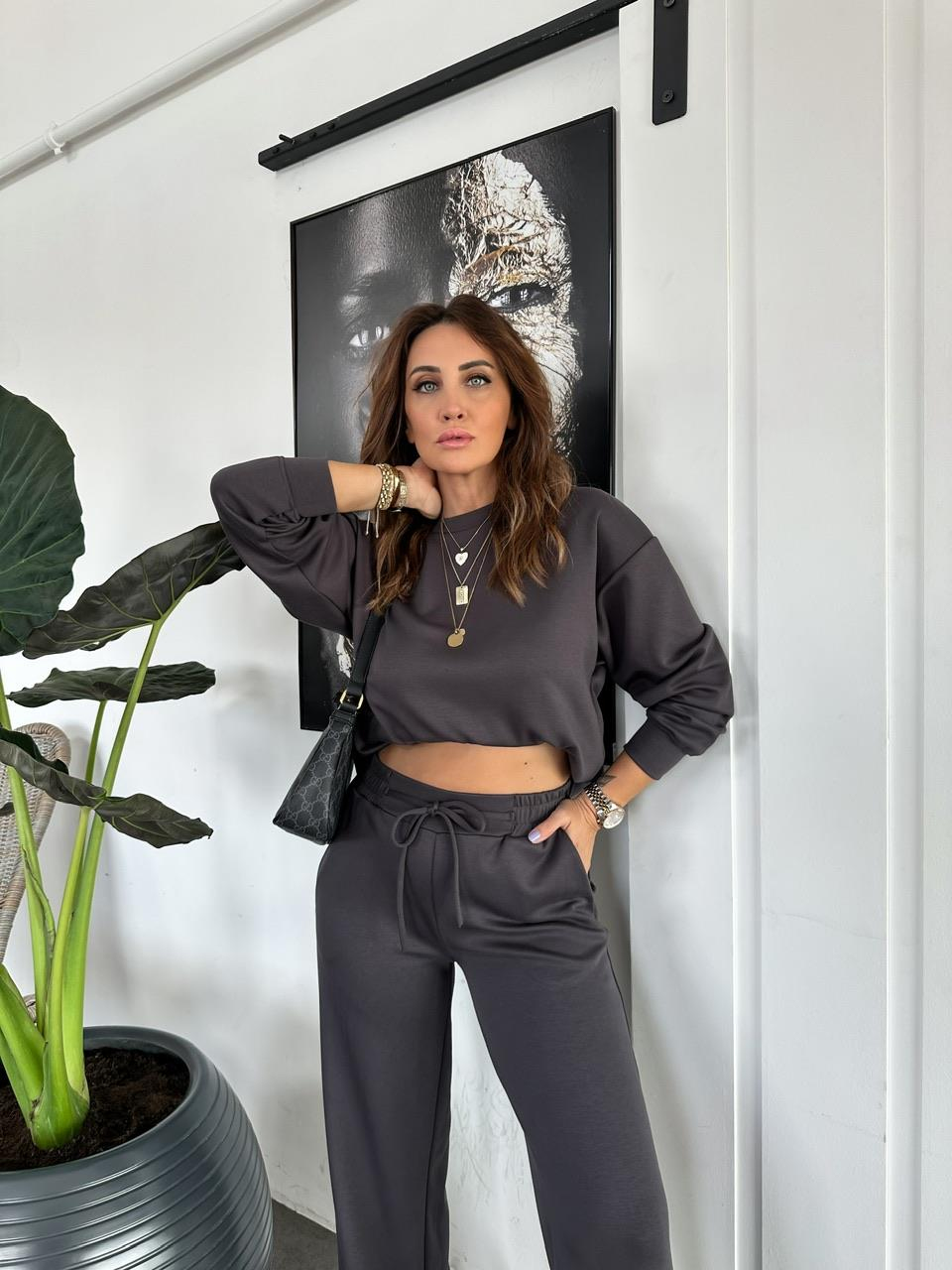 Gri Beli İpli Yırtmaçlı Basic Takım