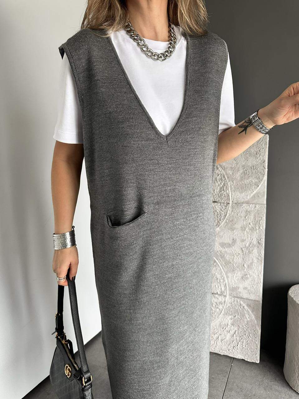 Gri Cepli Marka Model Triko Elbise