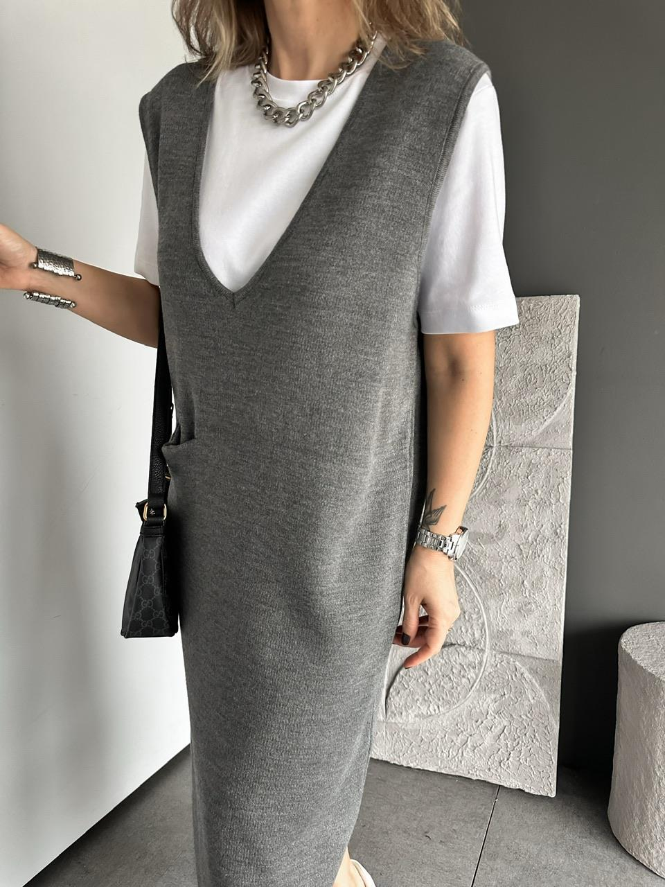 Gri Cepli Marka Model Triko Elbise