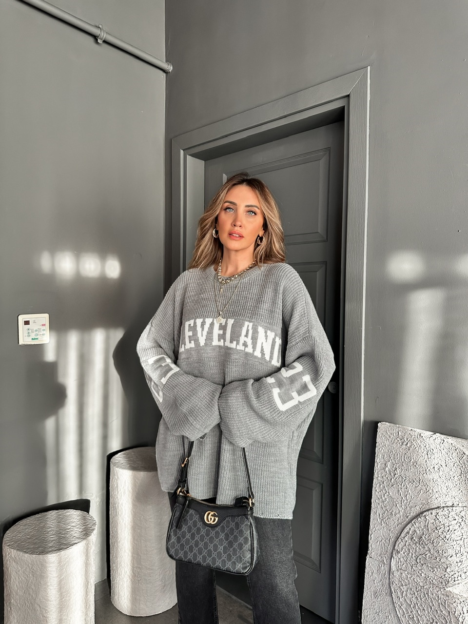 Gri Cleveland Oversize Kazak