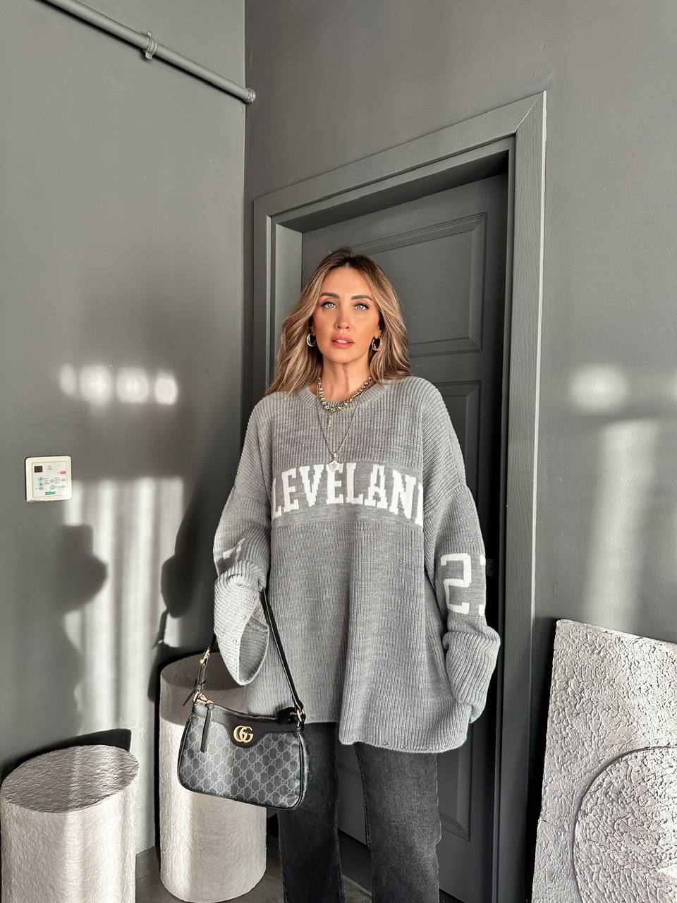 Gri Cleveland Oversize Kazak