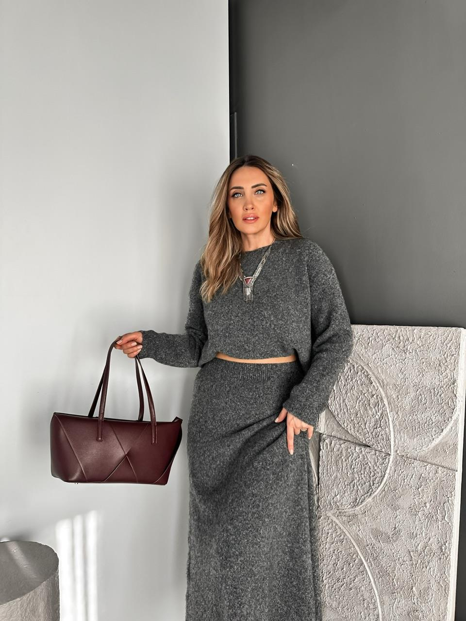 Gri Etek Kazak Triko Kazak