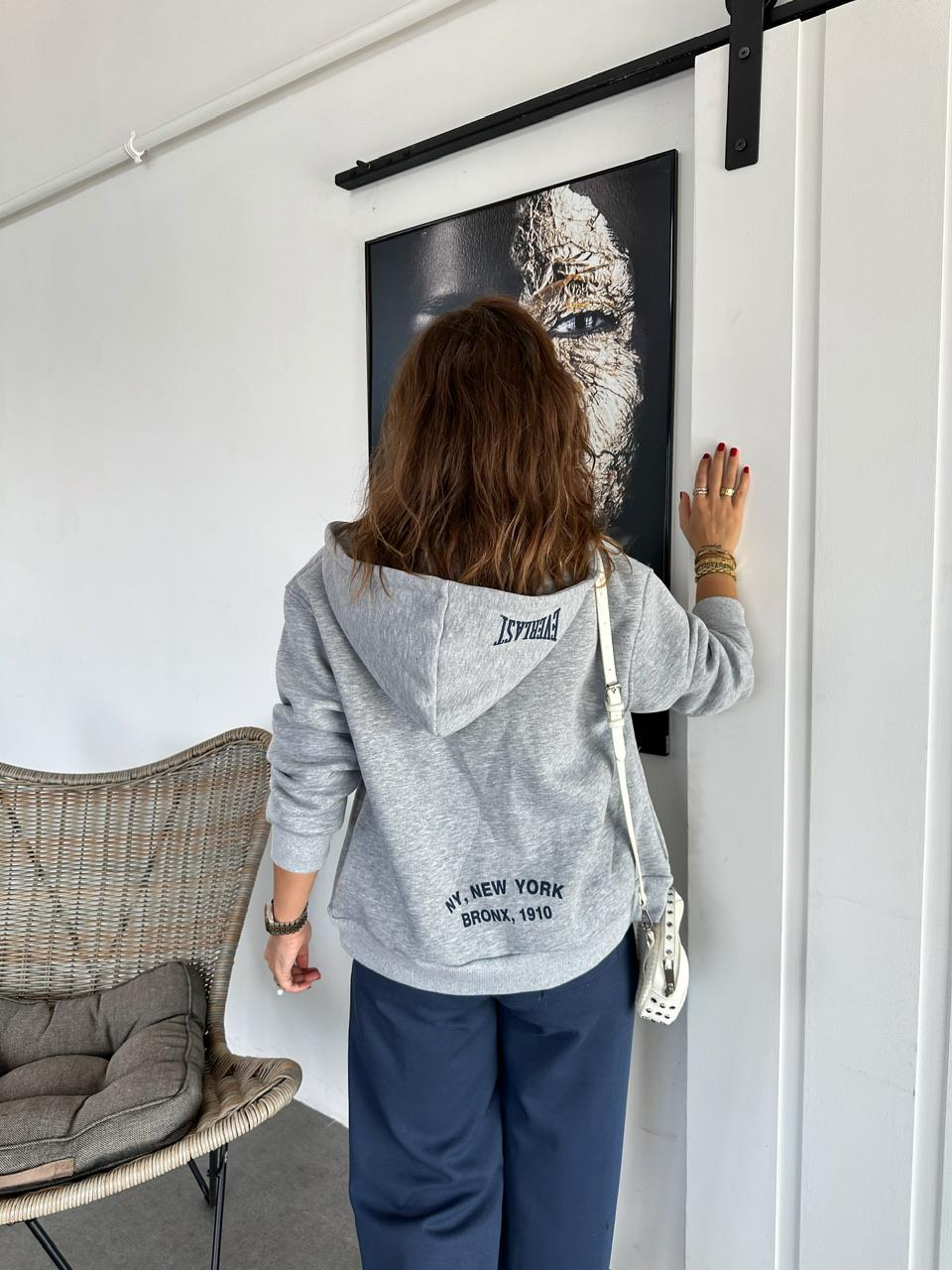 Gri Everlast Fermuarlı Sweatshirt