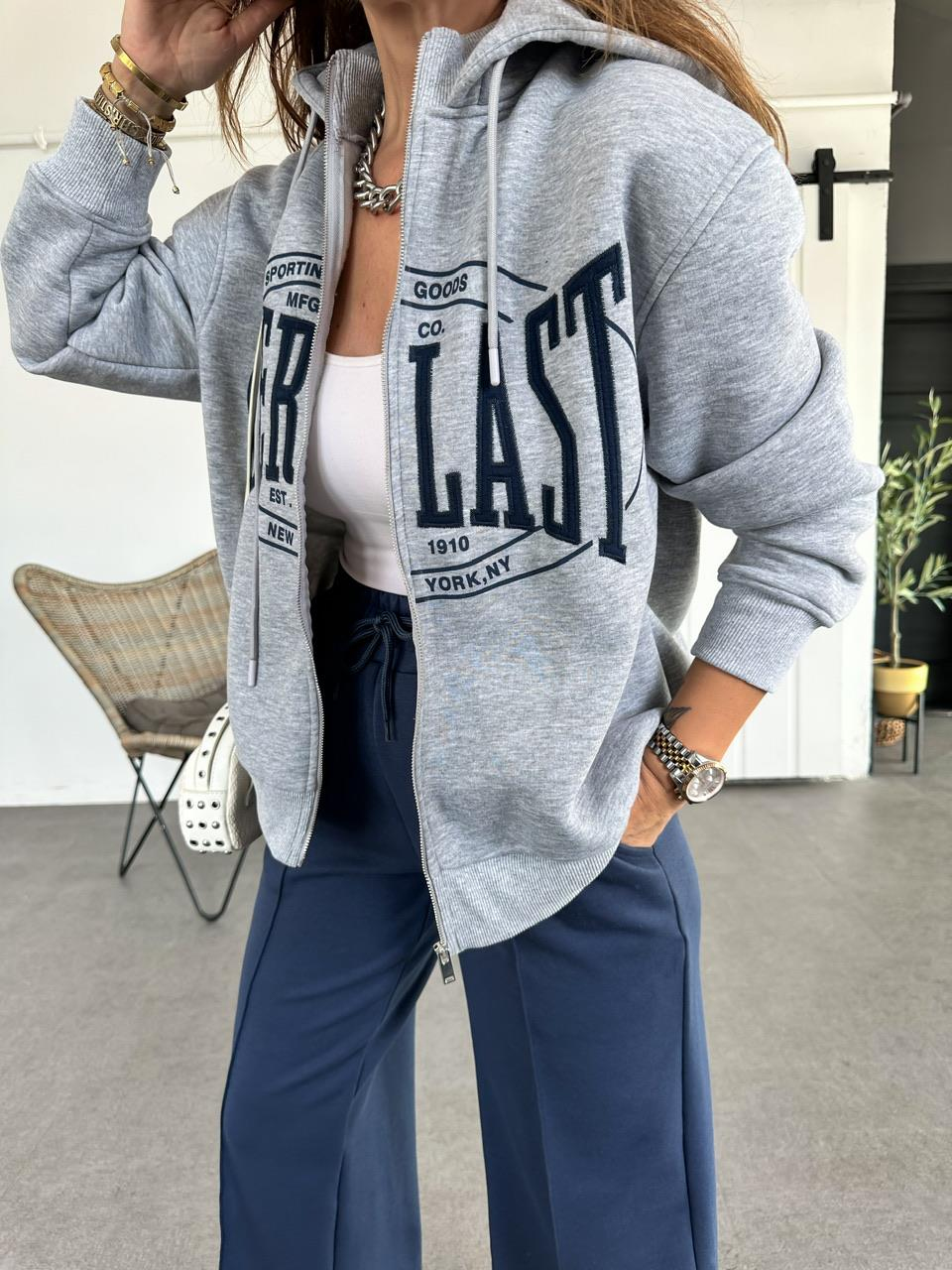 Gri Everlast Fermuarlı Sweatshirt