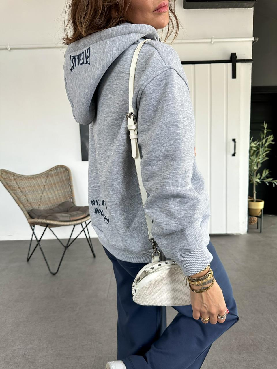 Gri Everlast Fermuarlı Sweatshirt