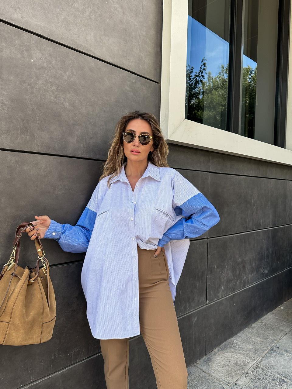 Gri Garnili Oversize Gömlek