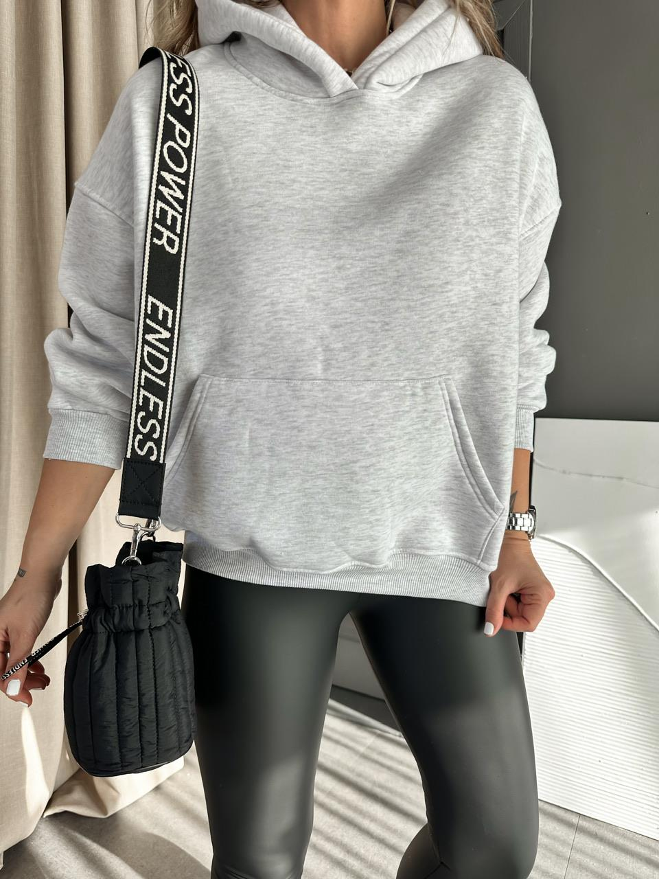 Gri Kanguru Cepli Sweatshirt