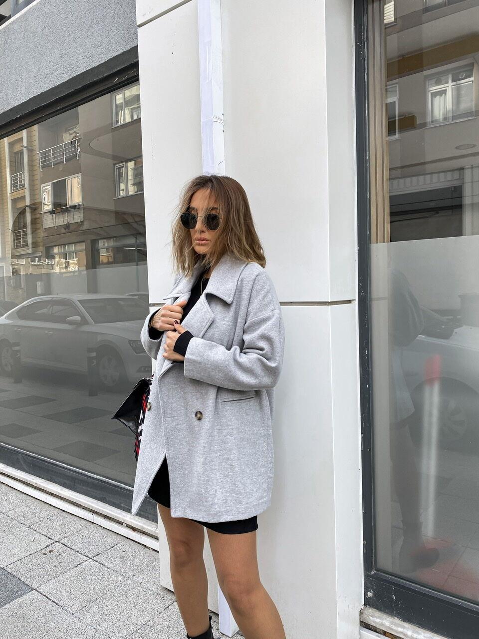 Gri Kaşe Oversize Ceket