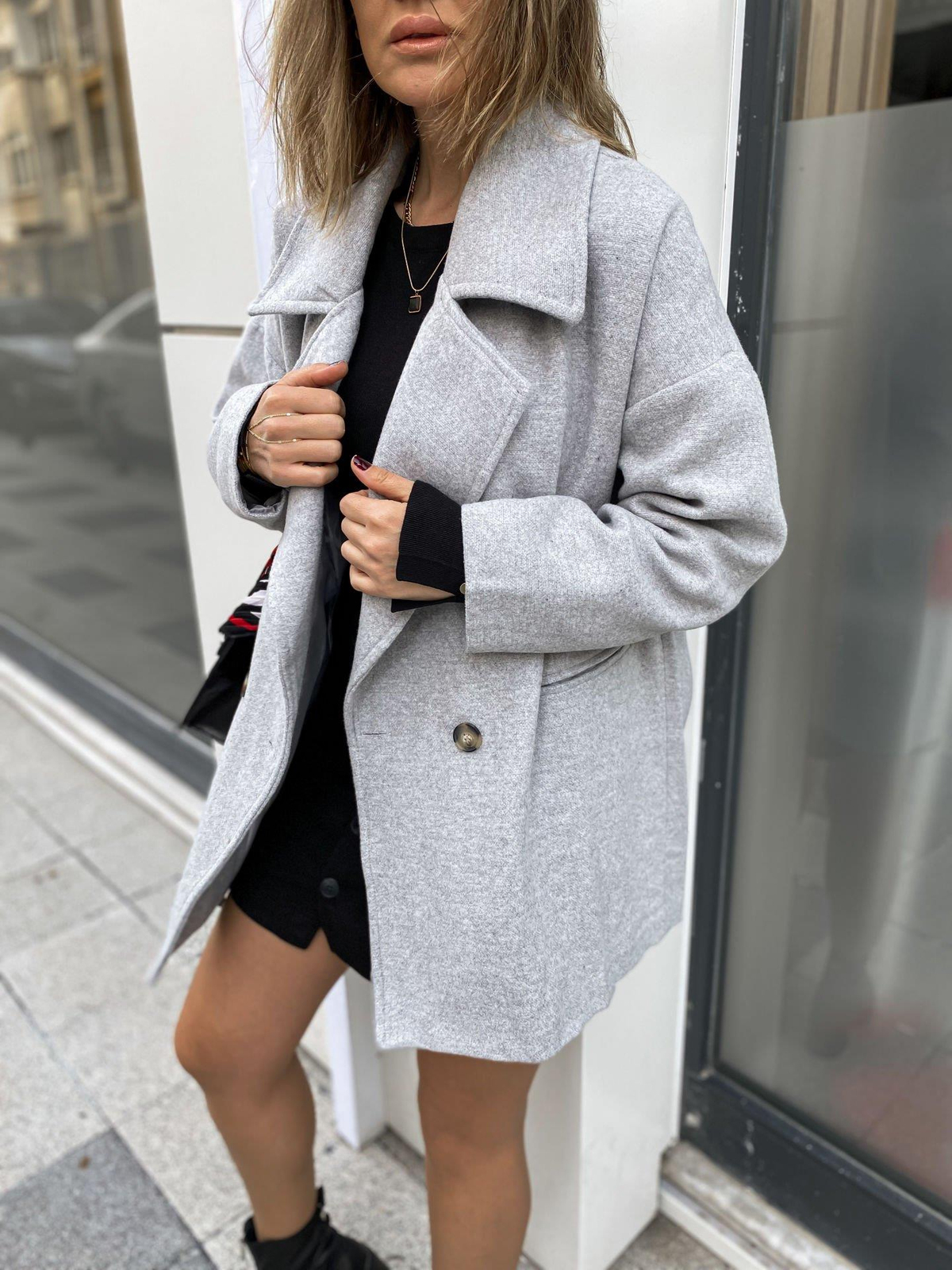 Gri Kaşe Oversize Ceket